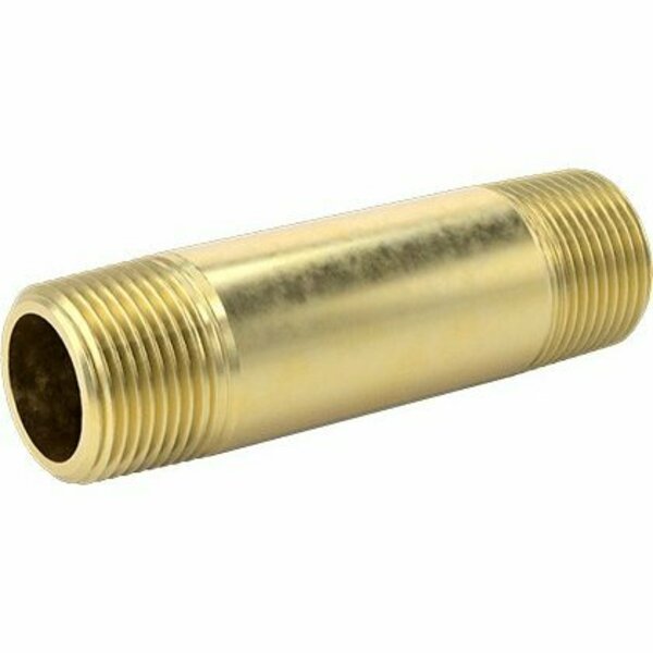 Bsc Preferred High-Pressure Brass Pipe Fitting Nipple Threaded on Both Ends 3/4 Pipe Size 3-1/2 Long 50785K871